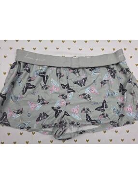 Victorias Secret PINK Grey Medium BUTTERFLIES Sleep Shorts Boxers Pajama Bottoms